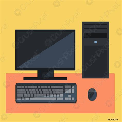 Flat person computer design icon with keyboard,mouse and Central - stock vector 1798258 | Crushpixel