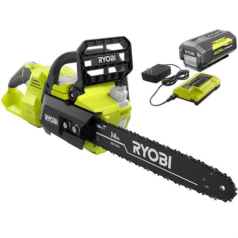 RYOBI 14 in. 40-Volt Brushless Lithium-Ion Cordless Chainsaw, 4 Ah ...