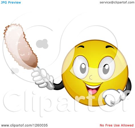 Clipart of a Happy Emoticon Cleaning with a Duster - Royalty Free Vector Illustration by BNP ...