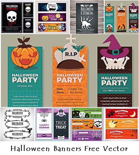 Halloween colorful party banners vector | Free download