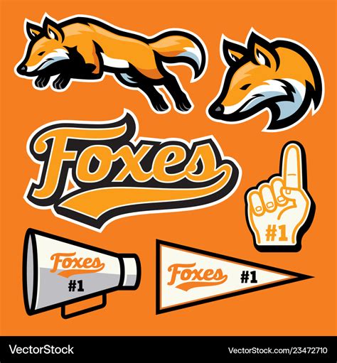 Fox sport team mascot set Royalty Free Vector Image