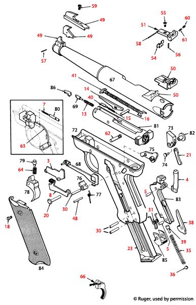 Ruger® Mark II .22 Standard & Target Schematic - Brownells UK