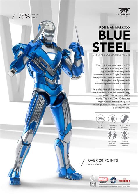 Comicave 1/12 Scale Iron Man Mark XXX Blue Steel Armor - The Toyark - News