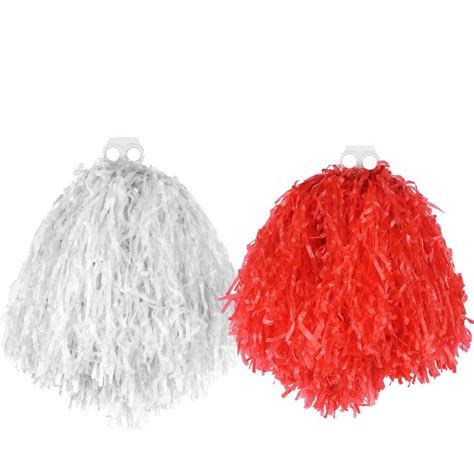 Red and White Jumbo Pom Poms - I Love Fancy Dress