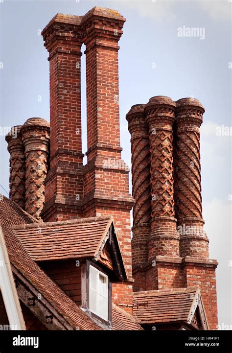 Tudor Chimneys, Surrey, England Stock Photo - Alamy