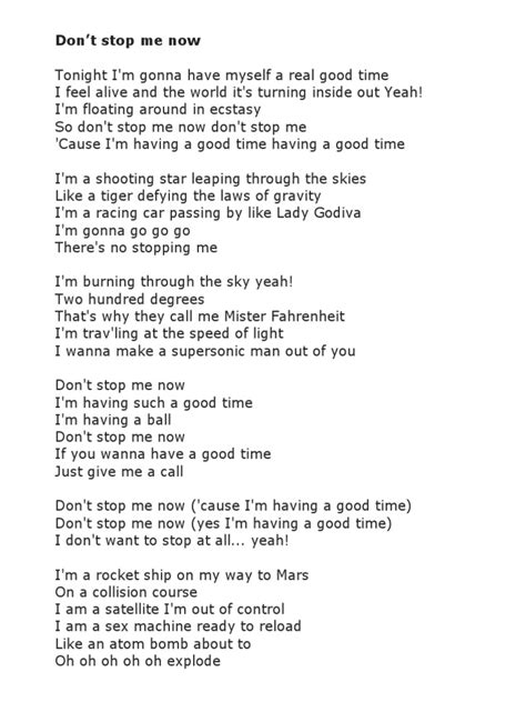 Dont Stop Me Now Lyrics | PDF