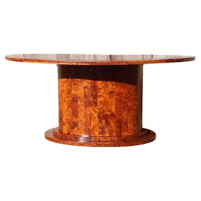 Art Deco Style Oval Elm Coffee Table For Sale at 1stDibs
