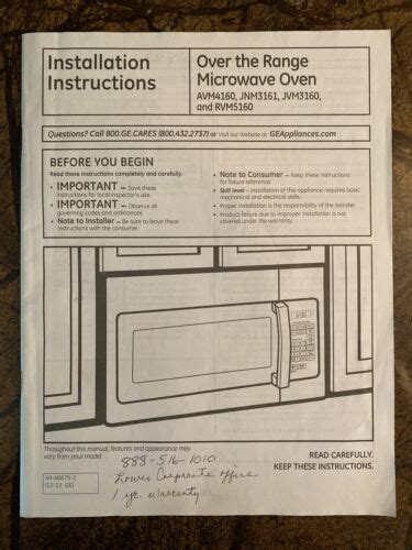 Genuine GE Over The Range Microwave Oven Installati