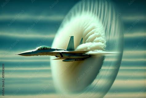 Super sonic fighter jet breaks the sound barrier. Educational and symbolic visual. Perfect for ...