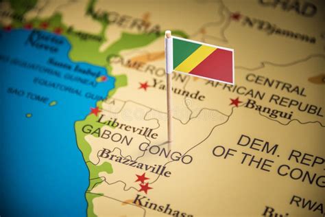 Congo Marked with a Flag on the Map Stock Photo - Image of card ...