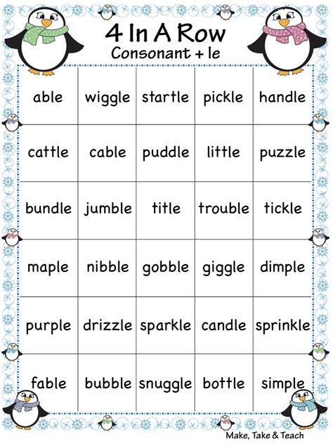 Winter FREEBIE for Teaching Consonant + le - Make Take & Teach