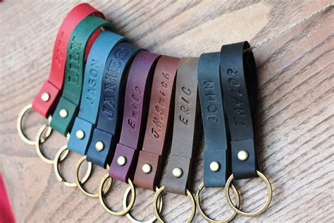 Personalized Leather Keychain for Him Custom Leather - Etsy