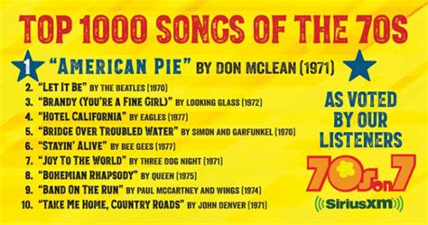 DON McLEAN TOPS SIRIUSXM’S 70’s ON 7 TOP 1000 SONGS - TOUR COMES TO ...