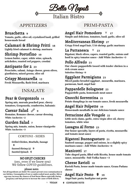 Our Seasonal Menu - Bella Napoli Savannah