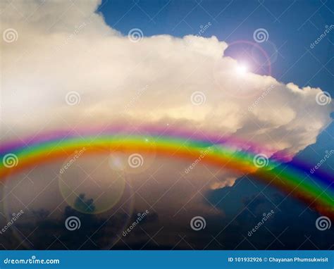 Sun Beam Rainbow on Dark and Light in Night Sky Stock Photo - Image of daylight, bless: 101932926