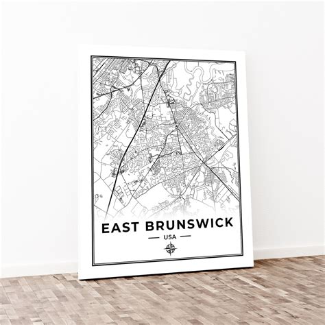 East Brunswick Map Print Poster Canvas Map of East Brunswick - Etsy