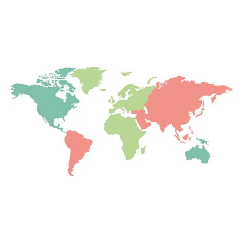 Colored continents world map - Transparent PNG & SVG vector | Color ...