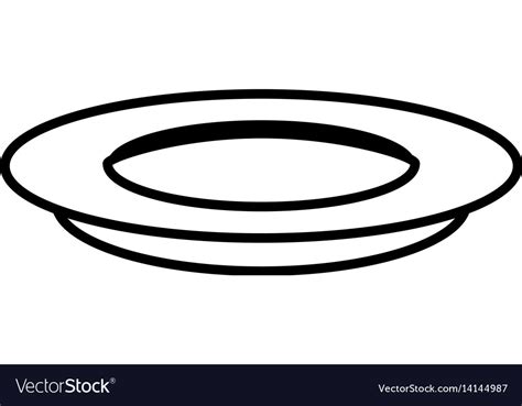 Dish plate food outline Royalty Free Vector Image