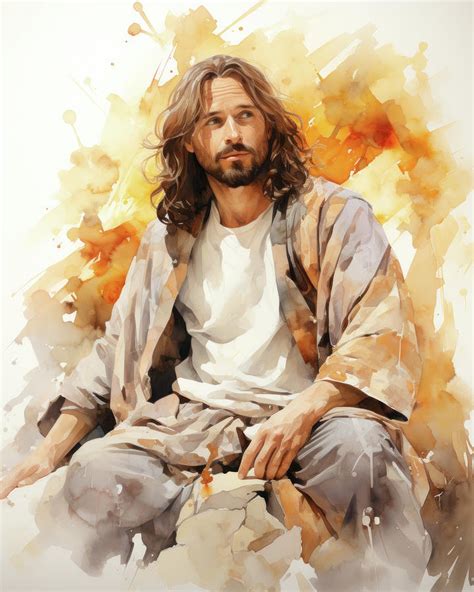 Jesus Christ Portrait Beautiful Watercolor Illustration N3061 Digital Art by Edit Voros - Fine ...