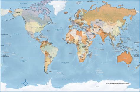 Blank Printable World Map With Countries & Capitals