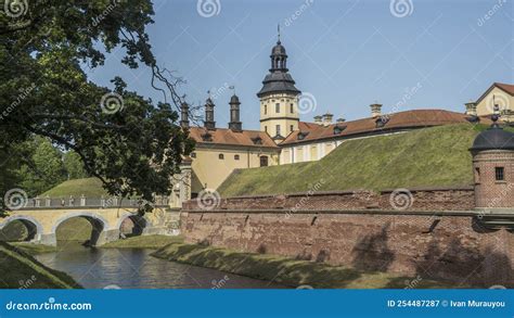 Moat of Old Castle. Moat with Reflection in the Water and Trees. Sunny Summer Day Stock Image ...