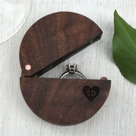 personalised walnut wood and copper engraved ring box by wood paper scissors ...