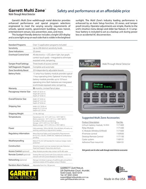 GarrettGarrett Multi Zone™ Walk-Through Metal Detector (special order)