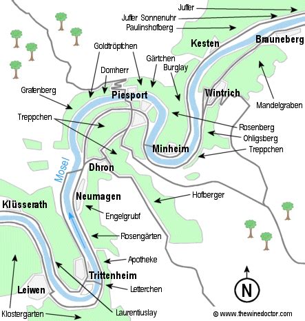 Map of the Mosel Vineyards ©www.thewinedoctor.com | Wine map, German wine, Wine region map