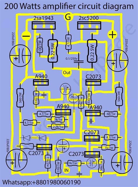 200 watts amplifier circuit - Electronics Help Care | Amplifier, Circuit diagram, Subwoofer ...