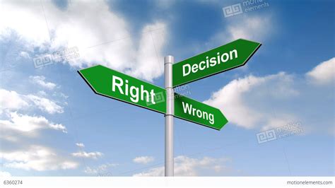 Right Wrong Decision Signpost Against Blue Sky Stock Animation | 6360274