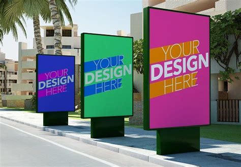 3 posters on street mock up | Poster on, Poster mockup, Poster