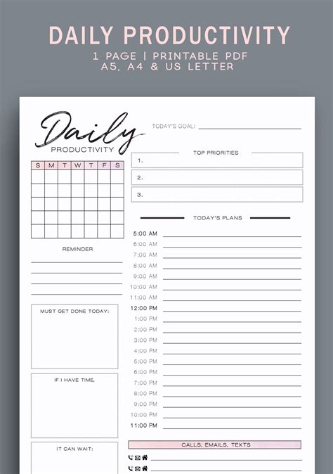 Productivity Planner Schedule Planner To-Do List | Etsy | Schedule planner, Daily planner pages ...