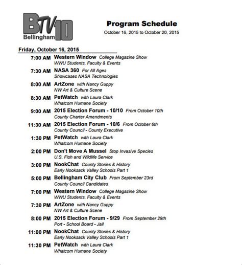 14+ Program Schedule Templates - Docs, PDF