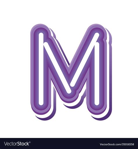 Letter m in purple neon font Royalty Free Vector Image