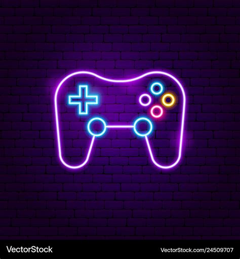 Game playing neon sign Royalty Free Vector Image