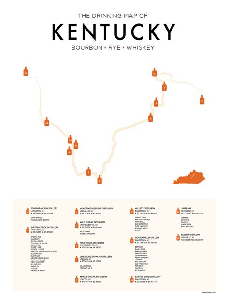 Kentucky Bourbon Trail Map Print | Kentucky bourbon trail, Bourbon ...