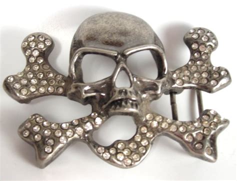 Rhinestone Skull Crossbones Belt Buckle