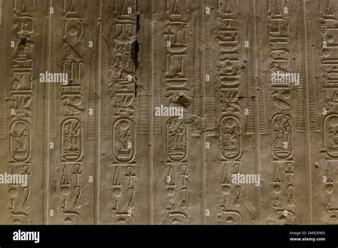 Hieroglyphs in the Temple of Seti I (Great Temple of Abydos), Egypt Stock Photo - Alamy