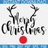 Merry Christmas Reindeer Horns SVG, Merry Christmas Red Nosed Reindeer SVG, Reindeer Antlers ...