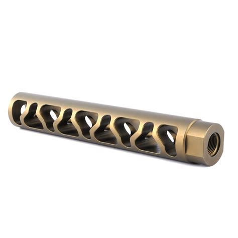 7075 Aluminium Muzzle Brake .22/.223/556 1/2x28 Threaded Muzzle Device 6 Inch Length FDE AAC-A03 ...