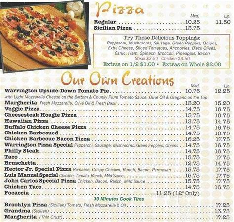 Menu of Warrington Pizza in Warrington, PA 18976