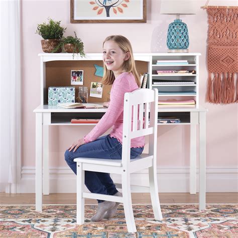 Guidecraft Children’s Media Desk and Chair Set – White: Student's Study ...