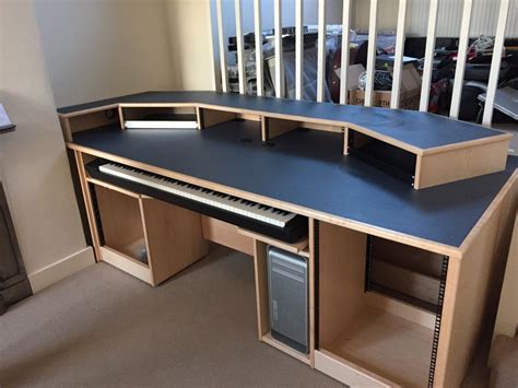 Recording Studio Furniture - Custom built Maple desk with Blue Denim ...