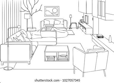 Living Room Graphic Black White Interior Stock Vector (Royalty Free) 2292512645 | Shutterstock