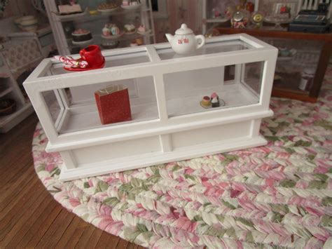 Miniature Display Case, White Display Case With Acrylic Front And Sliding Back Doors, Style #86 ...