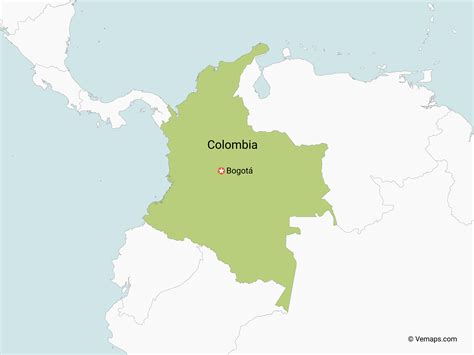 Map of Colombia with Neighbouring Countries | Free Vector Maps