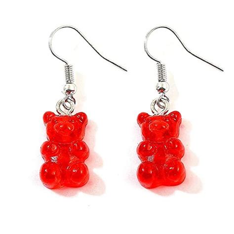 Gummy Candy Bear Earrings Tukcherry Resin Bear Drop Colorful Cartoon ...