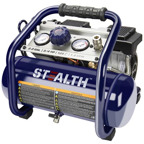 Buy Stealth 2 Gallon Ultra Quiet Air Compressor, 3/4 HP Oil-Free Peak 125 PSI 60 Decibel Air ...