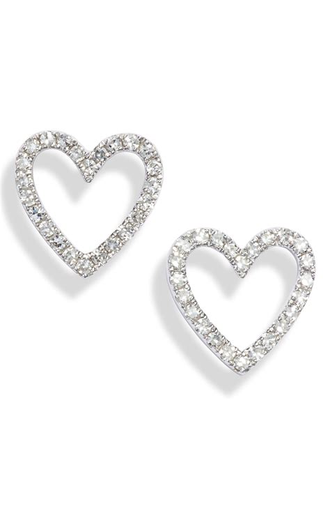 EF Collection Diamond Open Heart Stud Earrings in White Gold/ Diamond (Metallic) - Lyst