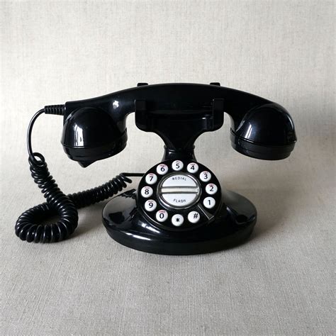 Vintage rotary style BLACK push-button phone in perfect